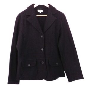 Vintage Womens Boiled Wool Sweater Jacket Cardigan Purple Size Medium